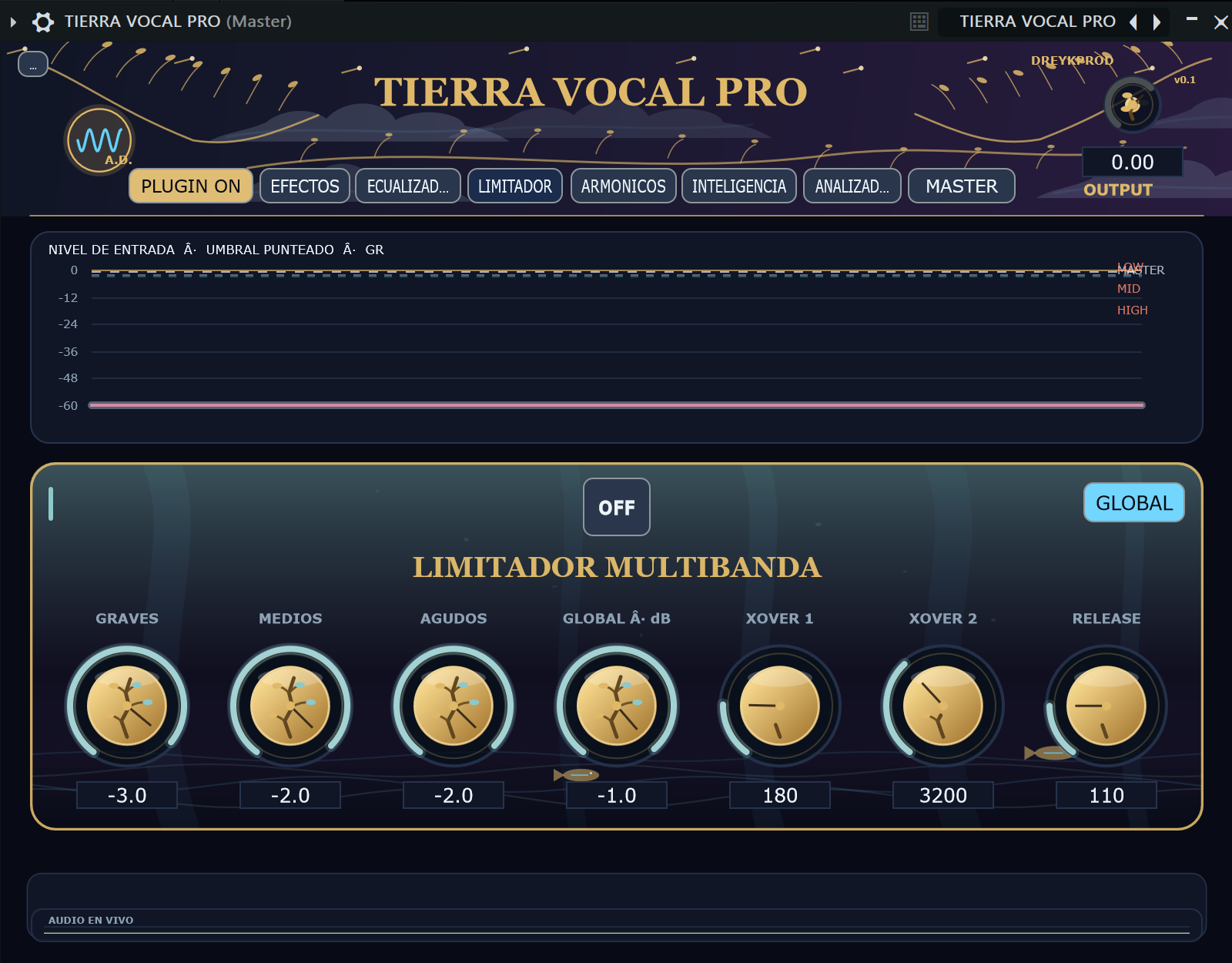 Reverb en TIERRA VOCAL PRO